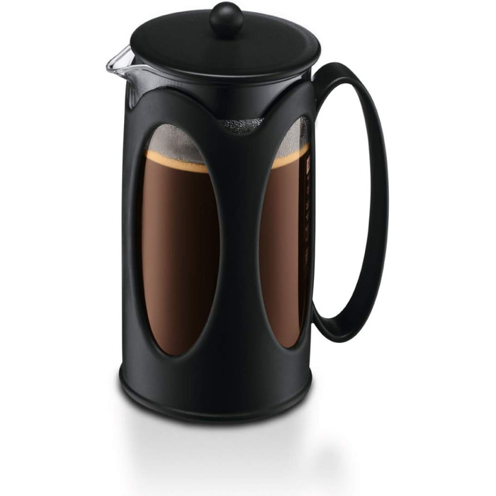 Bodum Kenya: Френч-прес для кави, 500 мл, 4 чашки, з боросилікатного скла та нержавіючої сталі, для кухні, чорний