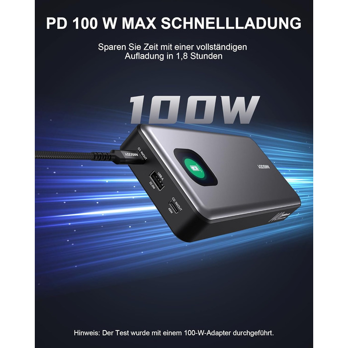 Powerbank 140W, 25000mAh з цифровим дисплеєм, PD3.1 для ноутбуків, MacBook, iPad, iPhone, Switch, Steam Deck (Срібний)