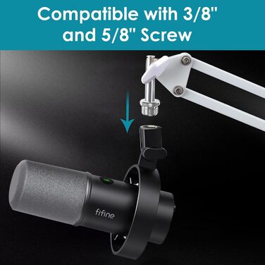 FIFINE K688 Тримач для мікрофона на пружинному кріпленні - Тримач для мікрофона з регулюванням, сумісний з FIFINE Recording XLR/USB мікрофонами, з кабелеутримувачами, для запису звуку