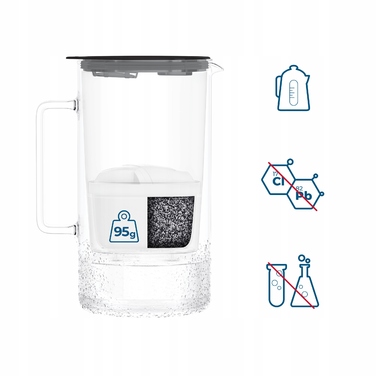 Скляний фільтраційний глечик Wessper D4 BOROSILICATE MINI FF BK з фільтром
