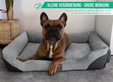 Ліжко для собак з високим бортиком - м'яке, зручне, для малих, середніх та великих собак. Розміри: 80x120, 70x100, 60x80, 40x50 см. Колір: сірий