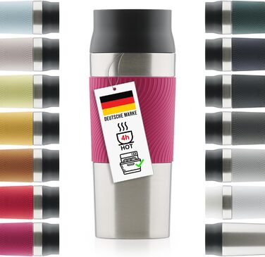 Термокружка Blumtal з нержавіючої сталі - 350 мл, ізольована, з клапаном Quick-Press, для кави та напоїв, колір антрацит/рожевий