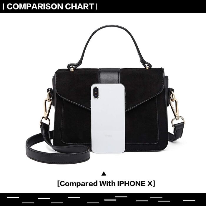 Сумка жіноча Miss Lulu середнього розміру через плече: шкіра та замша, вінтажний стиль, чорний колір