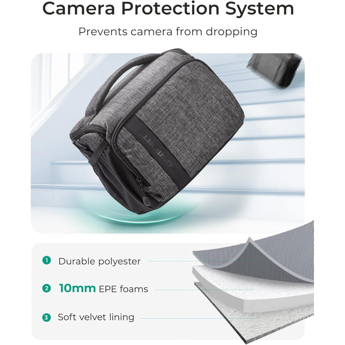 Сумка для камери Bagsmart: DSLR, SLR, System Camera, Об'єктиви та Аксесуари (Сіра)