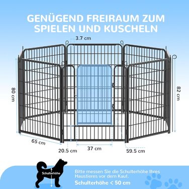 Клітка для цуценят з металу, 65 x 80 см, 8 перегородок, з дверцятами та замком