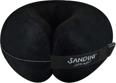 SANDINI TravelFix Regular Size – Microfiber – Premium Travel Pillow Made in EU / Neck Pillow with Ergonomic Support – Free Carrying Bag with Attachment Clip