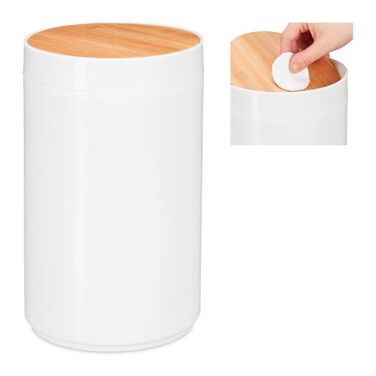 Relaxdays Cosmetic Containers with Bamboo Flip-Top Lids