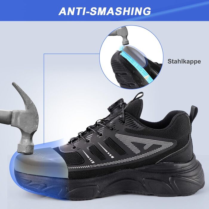 Чоловічі робочі черевики з металевим носком, неслизькі, чорні, 41 EU