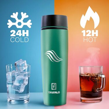 Термокружка Tavialo 460 мл, нержавіюча сталь, пудрово-рожевий колір, для подорожей, з ізоляцією, з напиленням (смарагдово-зелений)