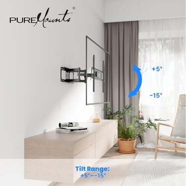 Кріплення для телевізора PureMounts, настінне, універсальне, нахильне та поворотне, VESA 200x200 мм, для телевізорів та моніторів (32-70 дюймів), чорний