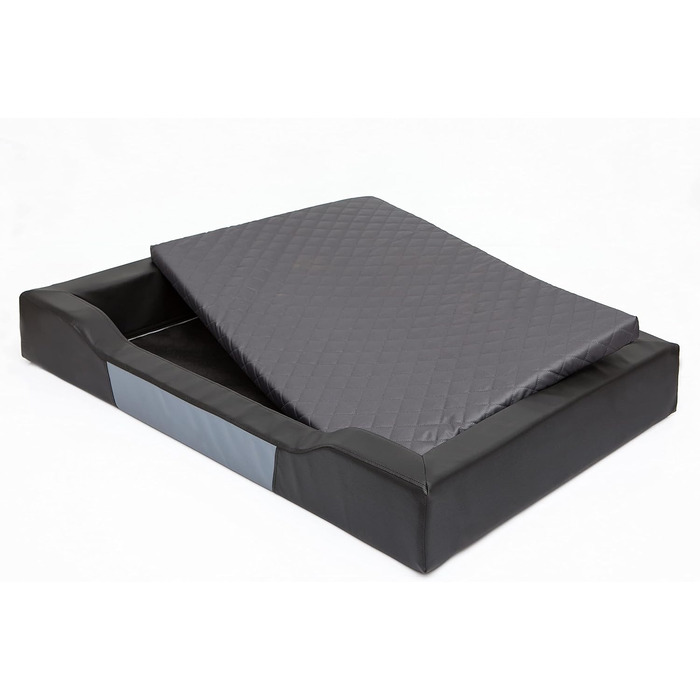 Крісло-ліжко для собак XL, 93x62 см, чорний Eco-шкіра, з матрацом