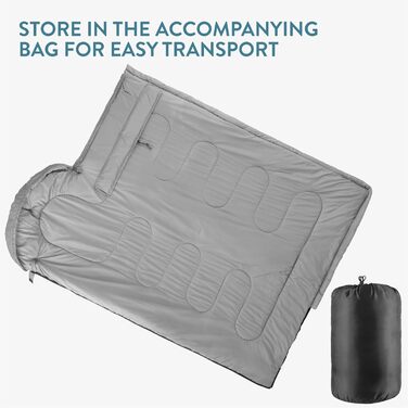 Спальний мішок JEMIDI для зими та літа, Outdoor, до -5°C, великий, 220x80x10 см, водонепроникний, для дорослих, сірий