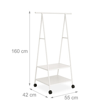 Relaxdays Clothes Rack with Wheels and 2 Shelves