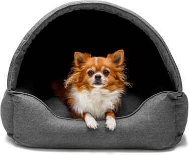 Ліжко для собак Inari: хатинка-ліжко з дахом, 82x58 см, графіт