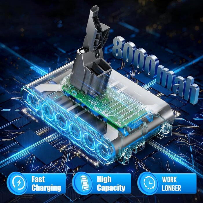 Запасний акумулятор 6000mAh для пилососів Dyson V7, AKKU (сумісний з SV12 Animal, Absolute, Motörhead, Fluffy, Total Clean)