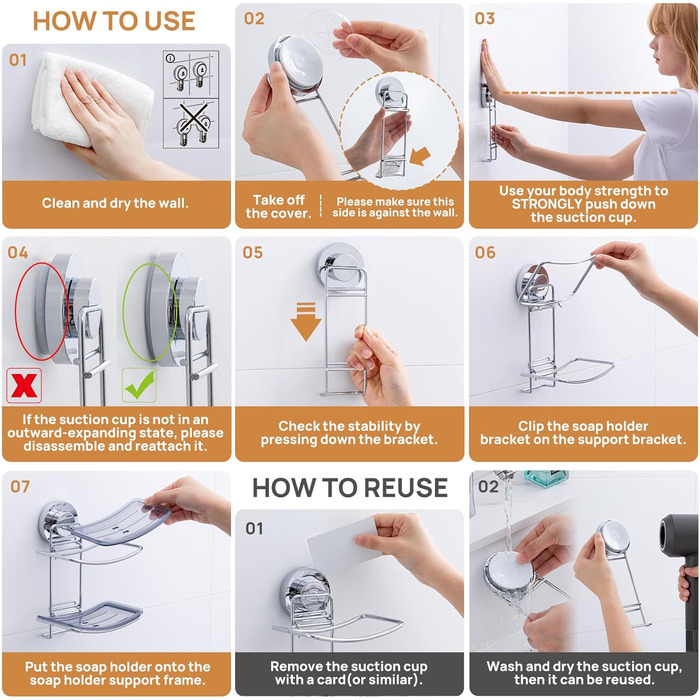 Хромована мильниця з піддоном для води, настінна, без свердління, для ванної кімнати та кухні (5 кг)