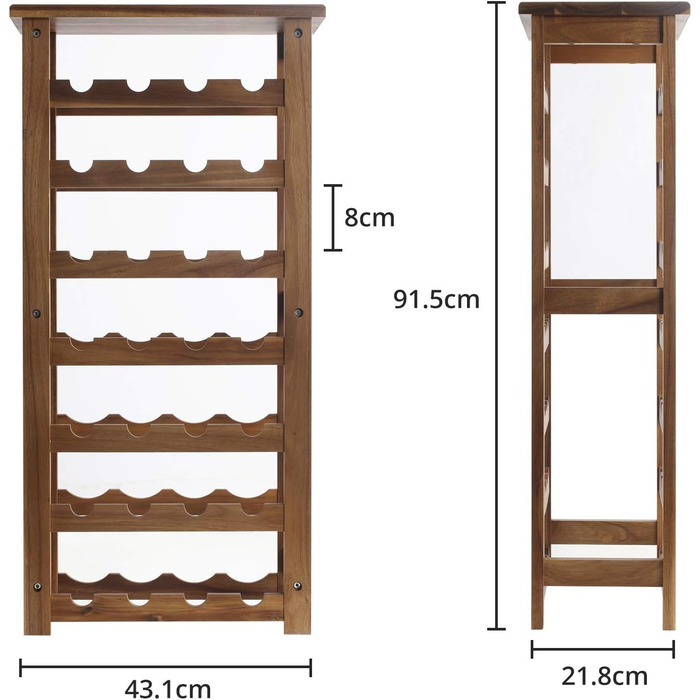 Jalz Jalz Acacia Wood Wine Rack for 28 Bottles, Sturdy and Lightweight Bottle Rack for Cellars, Restaurants, and Storage Rooms, Modular Expandable Bottle and Wine Storage