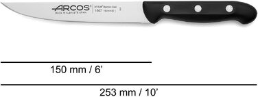 Набір кухонних ножів Arcos Maitre (4 предмети): 3 шеф-ножі та ножиці з нержавіючої сталі з ергономічною ручкою, чорні
