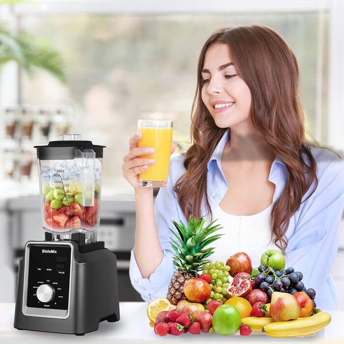 BioloMix Stand Mixer 2200W SmoothieMixer, Self-Cleaning Function, Built-in Timer, High-Performance Mixer with 2L BPA-Free Container (T5800)