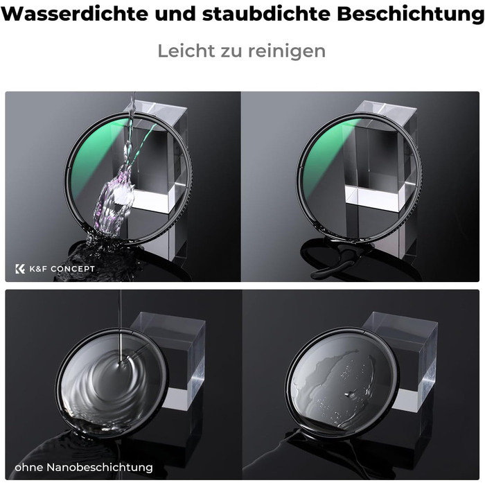 Поляризаційний фільтр K&F Concept 62mm CPL HD з оптичного скла та багатошаровим покриттям Nano-Xcel (з кришкою для об'єктива)