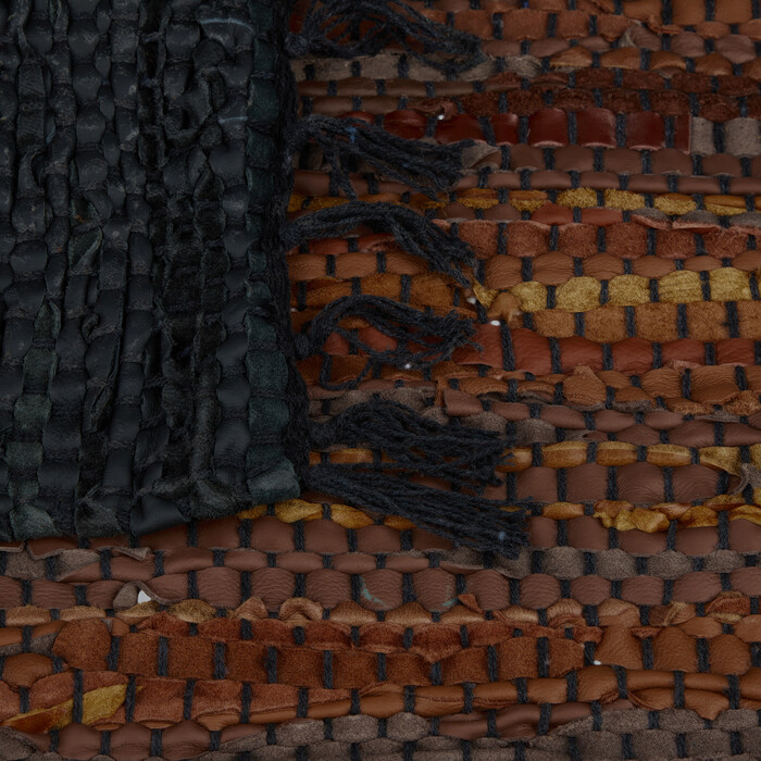 Relaxdays Leather and Cotton Patchwork Rug