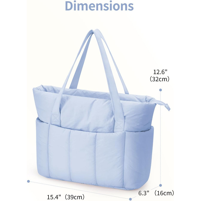 Сумка жіноча Narwey Shopper велика, легка - робоча сумка, сумка для навчання, сумка на плече, сумка-тоут з багатьма кишенями (Синя)