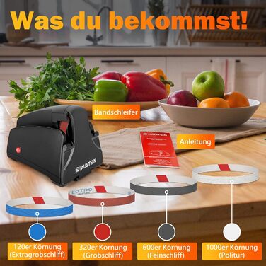 Електричний точило для ножів Band Messerschärfer TG2002 - професійний точило з 4 ступенями для конвексної заточки ножів