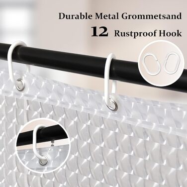 Завіса для душу LEMON CLOUD антигрибкова з вантажем та магнітом, 183x200 см, водонепроникна, антибактеріальна, PEVA, з 12 кільцями, фіолетовий