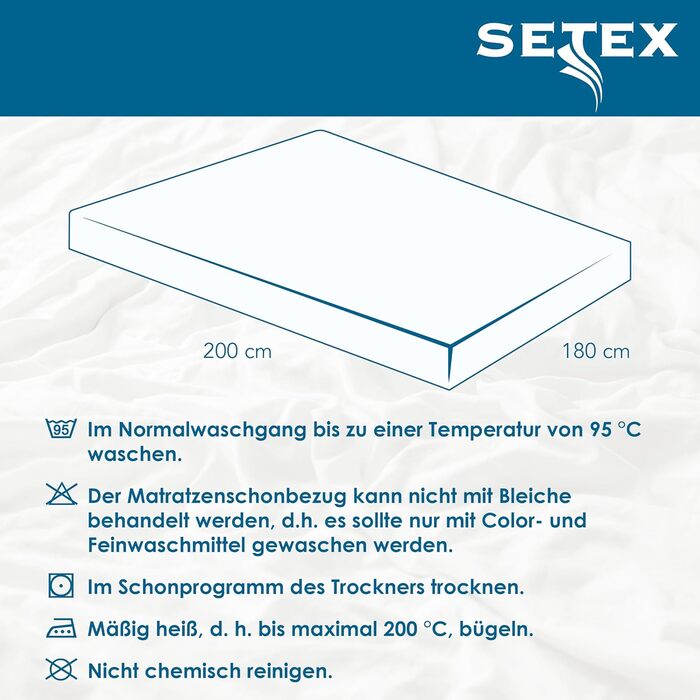 SETEX Molton Quilted Mattress Protector, 180 x 200 cm, Mattress Cover made of 100% Cotton, Basic, White