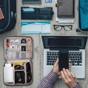 Водонепроникна сумка-органайзер QIMEI-SHOP для кабелів та аксесуарів: SD-картки, флешки, Power Bank (сіра)