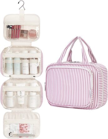 Narwey Косметичка для дівчаток з сіткою, велика, зелено-сіра, з смугами, модель Y