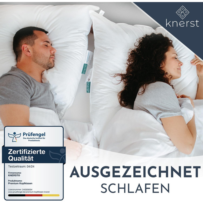 KNERST® Pillow 40x60 cm Made in Germany - Head pillow 40 x 60 against neck pain & tension - Bed pillow for healthy & restful sleep - Öko-Tex - Pillow - Cushion - Sleeping pillow