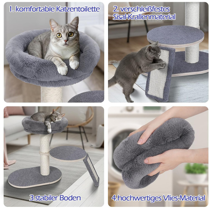 Котячий будиночок-крізьбаум Eukue, 110 см, для великих котів, стабільний, з гніздом та кошиком, з плюшем, до 10 кг, зелений