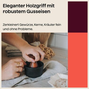 Crushgrind Kiruna: М'ятка для спецій з якісного чавуну та акації | Для подрібнення сухих спецій та трав