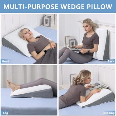 Підвалин для ліжка та дивану HAVARGO з подвійним шаром Memory Foam. Ергономічний трикутник для сну з рефлюксом, апное, підтримки спини при грі. Розмір 55x55x25 см (трикутник-підвалин)