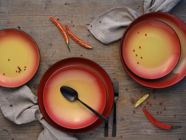 Набір посуду CreaTable HOT GREEN, 16 предметів, серія Kombiservice, кераміка, для посудомийної машини та мікрохвильової печі