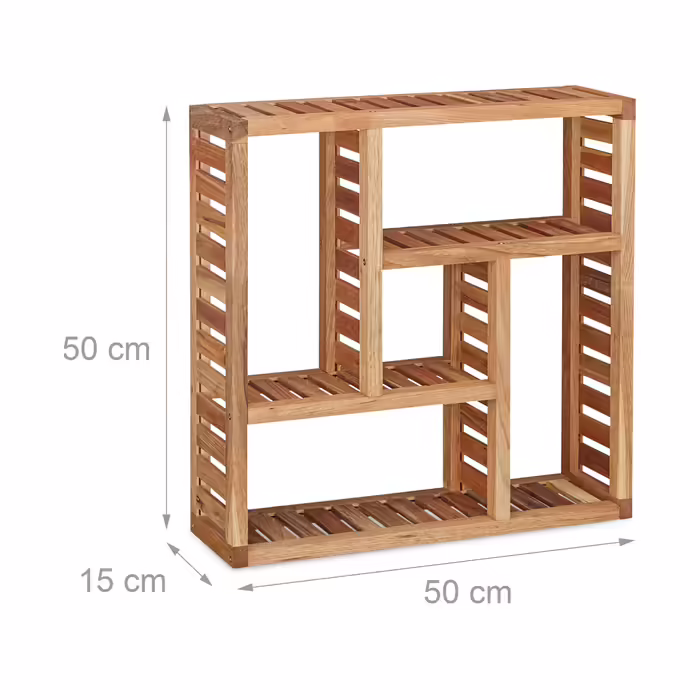 Relaxdays Walnut Wall Shelf with 5 Compartments