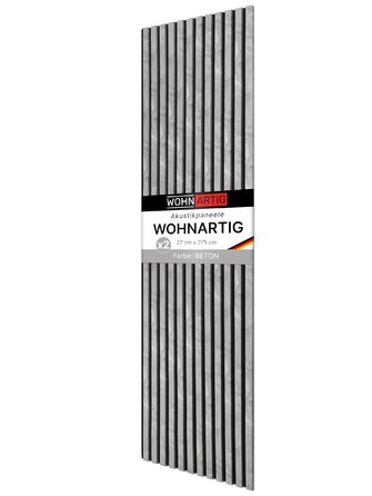 Акустичні панелі з ламелями на фетрі Beton 885, 275x54 см (набір 2 шт. 275x27 см), стіновая облицювання