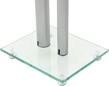 Підставки для колонок 2 шт. з подвійними колонами, скло, срібні