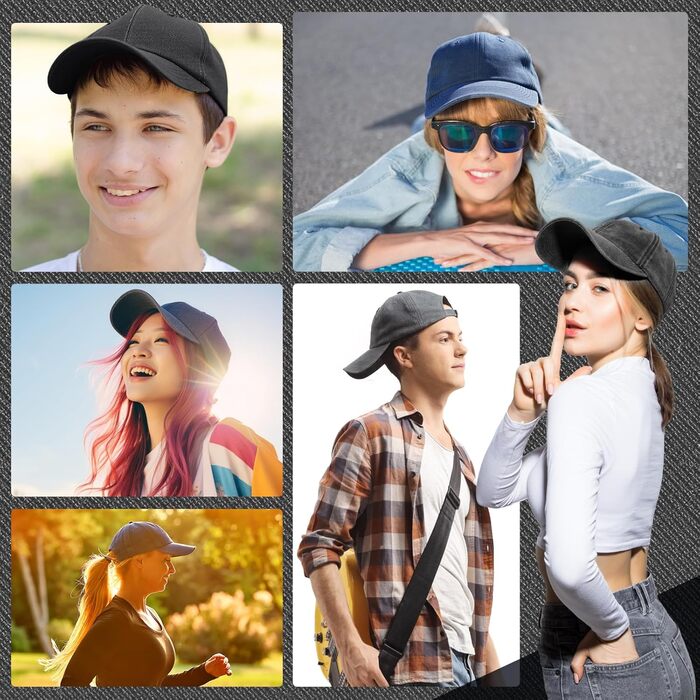 Кепка бейсболка для чоловіків та жінок, 3 шт. Регульована бавовняна кепка, унісекс, вінтажний стиль, для спорту та відпочинку