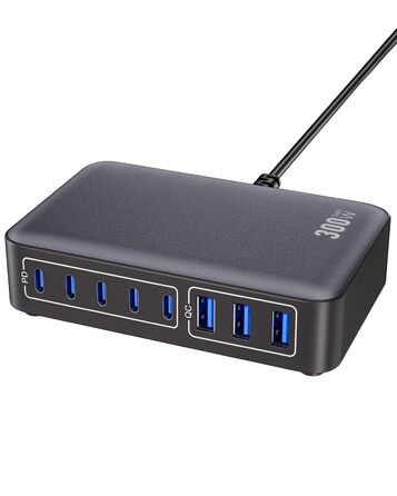 Зарядний пристрій USB-C 8-в-1, 300W, GaN адаптер для MacBook, iPhone, iPad, Samsung, ноутбуків – швидка зарядка PD