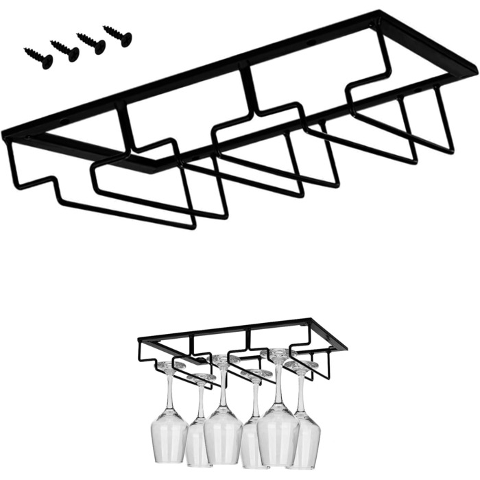 Стійка для бокалів Spldsun, металева, для кухні, бару, ресторану (3 слоти, чорний)
