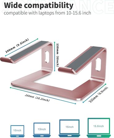 Підставка для ноутбука Soundance, алюмінієва, ергономічна, для екранів 10-15.6 дюймів, рожева