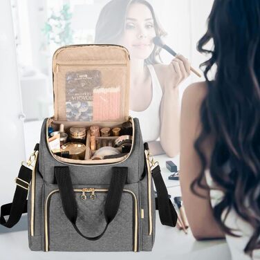 Організатор для косметики Luxja - жіноча косметичка для макіяжу, подорожей (сірий)