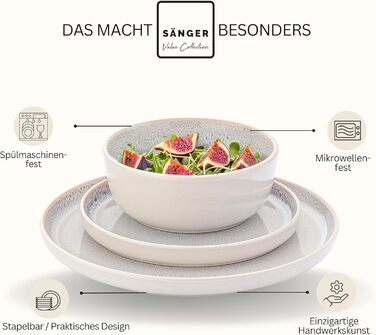 Набір посуду SÄNGER Kreta 24 частини, 6 осіб, керамічний посуд, блакитний з кремовим, VALUE COLLECTION