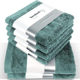 Набір рушників Herzbach Home Premium, 100% бавовна, м'які та швидковисихаючі, зелений колір Океан