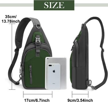 Чоловіча нагрудна сумка-рюкзак на плече, Crossbody Bag, для активного відпочинку, велоспорту, прогулянок з собакою (темно-зелений)