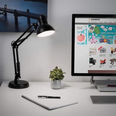 Ретро настільна лампа для робочого столу з гнучким регулюванням, LED, чорна