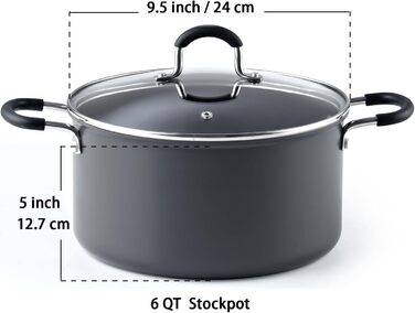 Cook N Home 02597 Професійний набір посуду з алюмінію з анодованим покриттям, чорний (супові/каструлі)