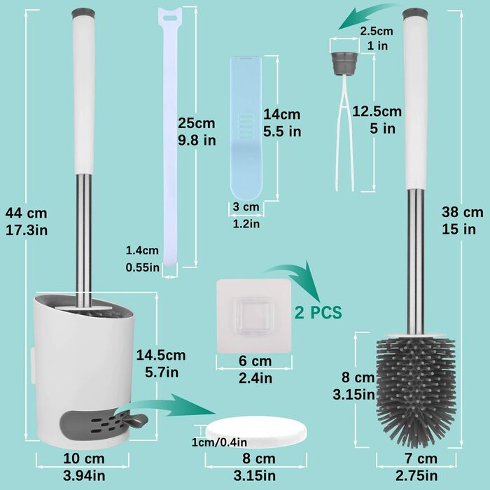 Силіконова щітка для унітазу з підставкою, комплект, без щетинок, швидковисихаюча, антибактеріальна. Підходить для ванної кімнати та кухні. Сталевий тримач, монтаж на стіну без свердління. Білий та сірий колір.